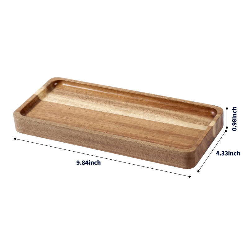 Janxin Vanity Tray  Bathroom Tray  Soap Dispenser Tray for Bathroom  Kitchen and Home Decor(Acacia-Medium) - Image 2